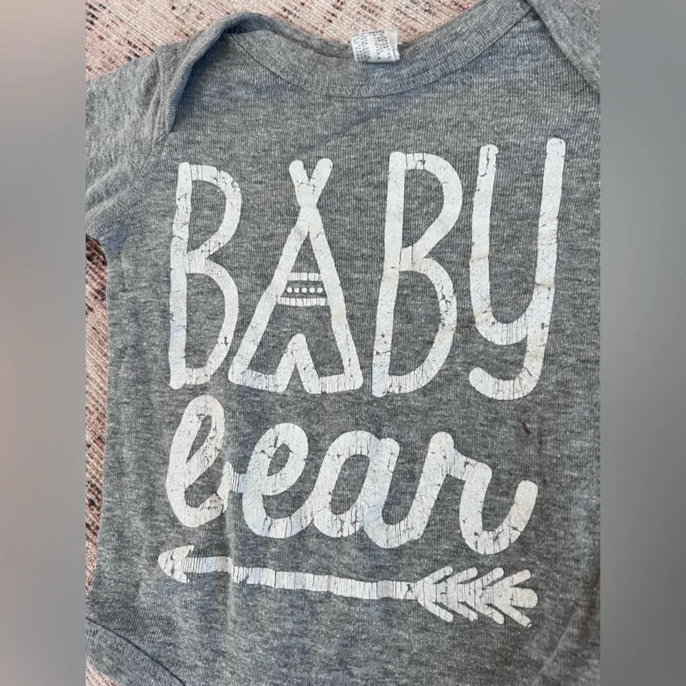 Gray and White Baby Bear Bodysuit with Handwritten Design